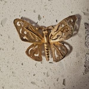 Vintage gold butterfly brooch pin